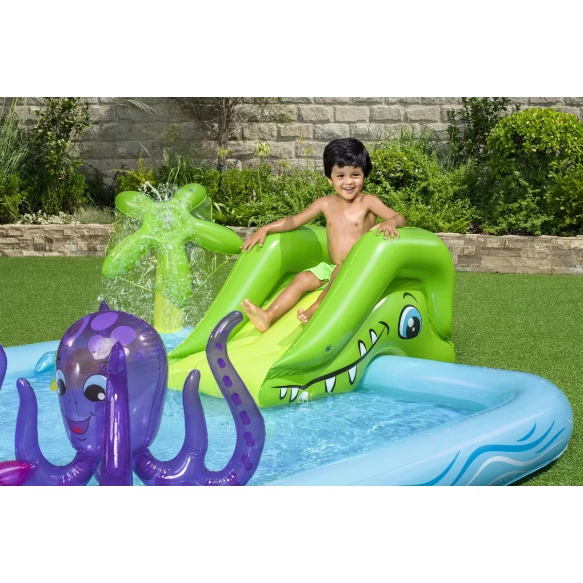 Inflatable Swimming Pool | Kids Childrens Splash Play Activity Pool | Kiddie Water Slide and Sprayer