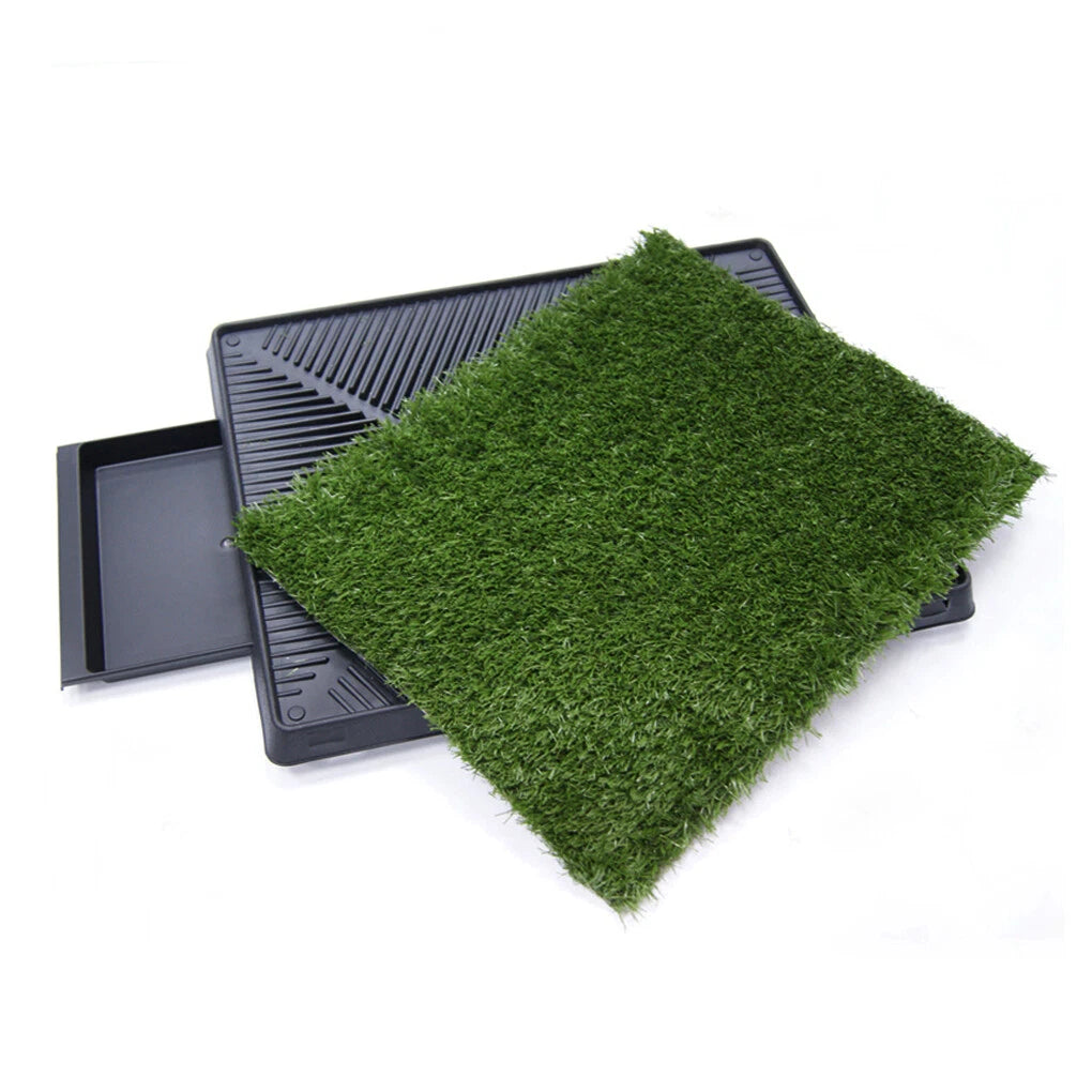 Pet Dog Cat Indoor Artifical Grass Mat | Indoor Pet Toilet Poo Wee Urine Collection Tray Set