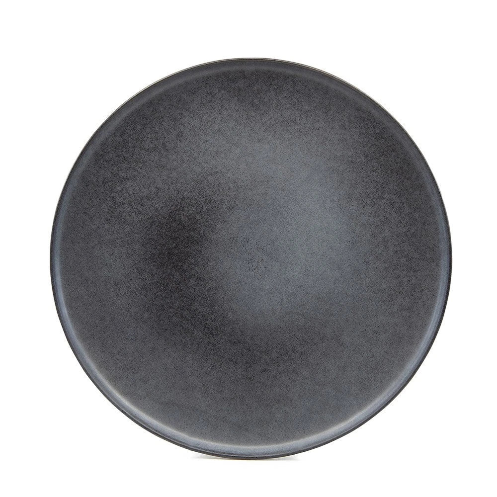 12pc Salt & Pepper Dinner Set | 4 Person Stoneware Dining Plates Bowls | Modern Stone Dinnerware Set