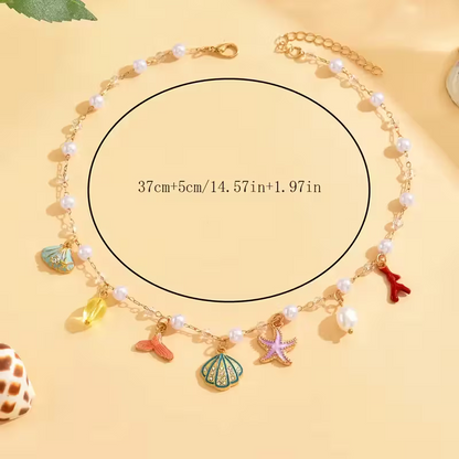 Sea Shell Conch Starfish Necklace for Women | Beach Jewelry Jewellery Gift Beach Ocean Theme