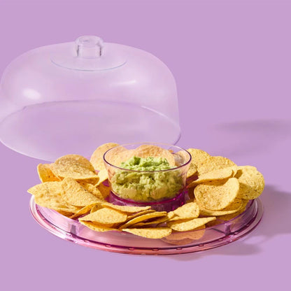Cake Cupcake Container Holder Cake Stand with Lid | Storage Chip Dip Display Rack