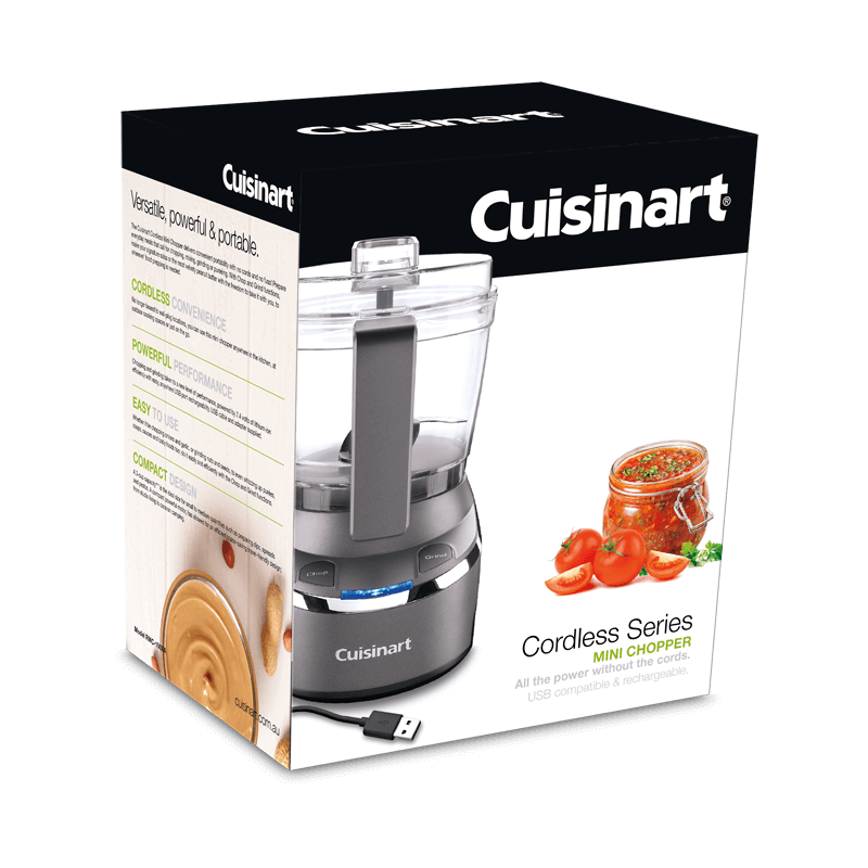Cuisinart Cordless Multi-Chopper Blender Rechargeable Stainless Steel Blade Chop Grind Functions USB Charging