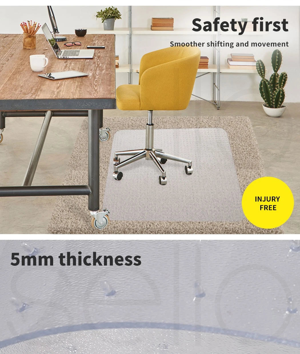 Computer Chair Mat | Home Office Carpet Floor PVC Protector Hard Wood Chairmat | PVC Plastic Carpet Protector