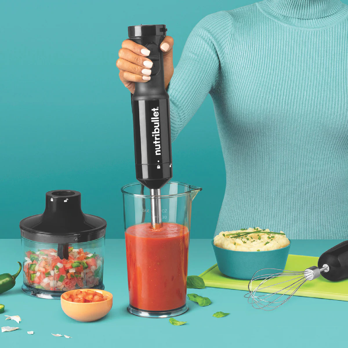 NUTRIBULLET 800W Stick Blender Mixer 600ml Chopping Bowl Mixing Shredding Puree