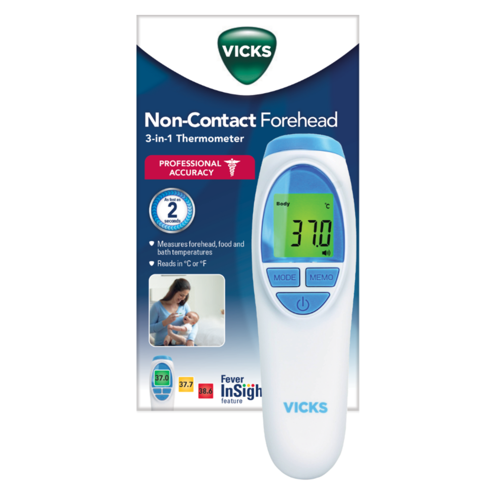 Vicks Non-Contact Forehead Thermometer | Touchless Hygenic Body Digital Thermometer | Quick Reading | Fever Detection