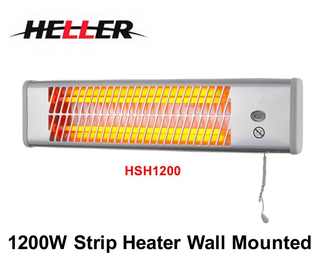 Heller Outdoor Wall Heater 1200W Waterproof Pullcord Strip Heating | Patio Backyard Verandah Heater