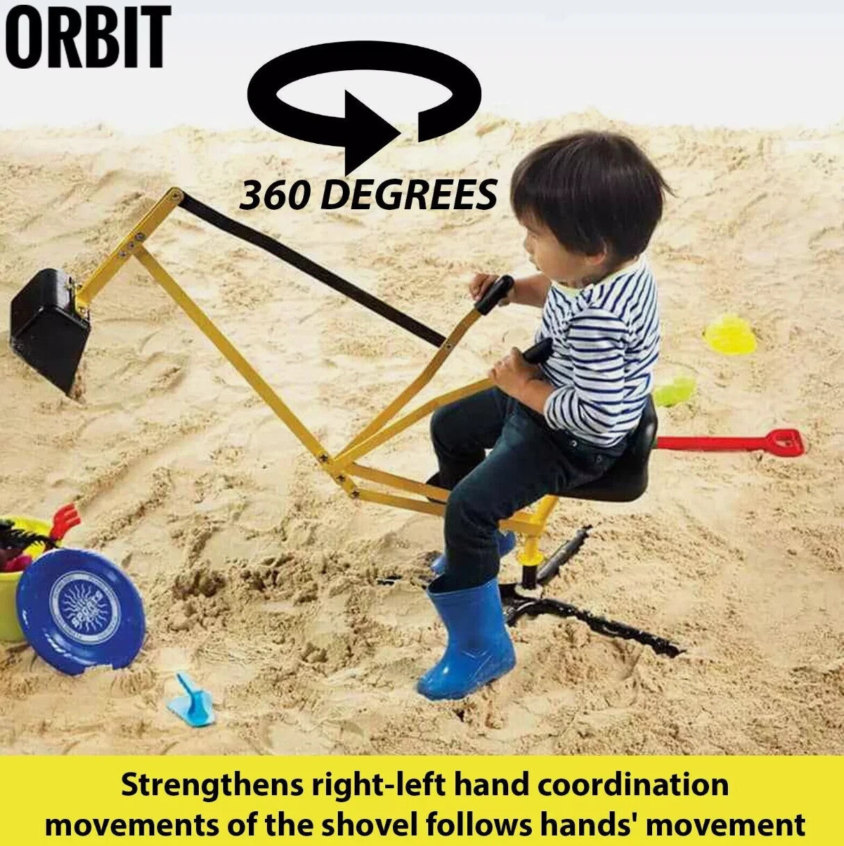 Kids Ride-On Sand Sandpit Digger | Metal Kids Backyard Excavator Beach Outdoor Toy Digging Tools