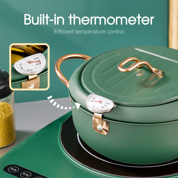 Deep Frying Mini Pot 24cm Japanese-Style Non-stick Tempura Fryer Pan Stovetop Cooker - Snack Tempura Donut Frying Pan