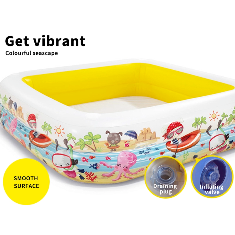 Intex Shaded Swimming Pool, Inflatable Kids Toy Above Ground Splash Play Pool with Sun Shade Canopy