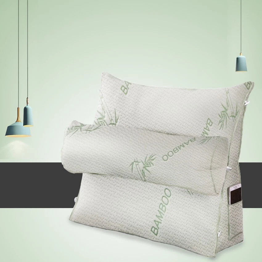 Wedge Cushion Pillow with Bloster | Bed Backrest Breathable microfibre Pillow | Back Neck Shoulder Support