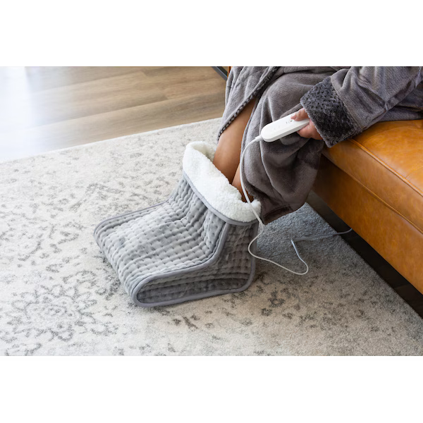 Heated Foot Massager | Electric Plush Feet Warming 4 Temperature Heat Fleece | Machine-washable