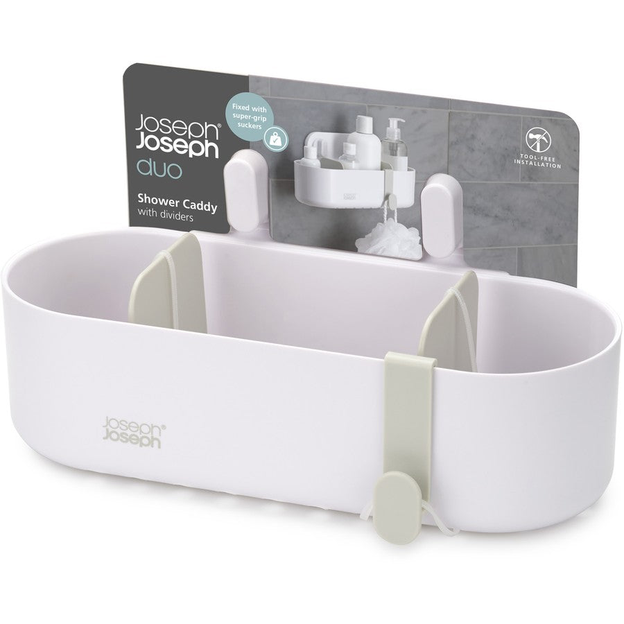 Joseph Joseph Suction Shower Caddy, Bath Soap Shower Gel Shampoo Holder Organiser, Perfect for renters