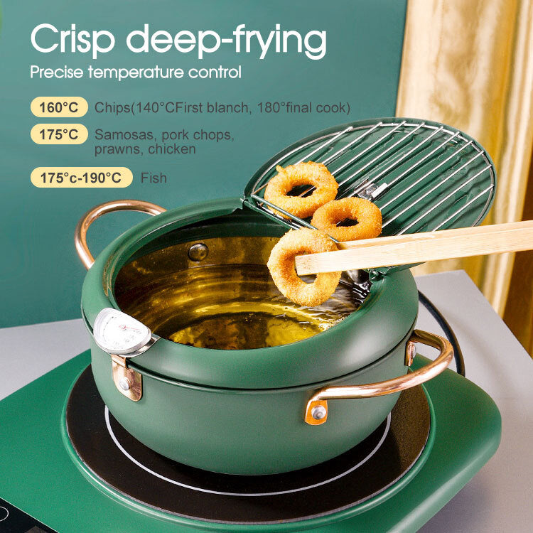 Deep Frying Mini Pot 24cm Japanese-Style Non-stick Tempura Fryer Pan Stovetop Cooker - Snack Tempura Donut Frying Pan