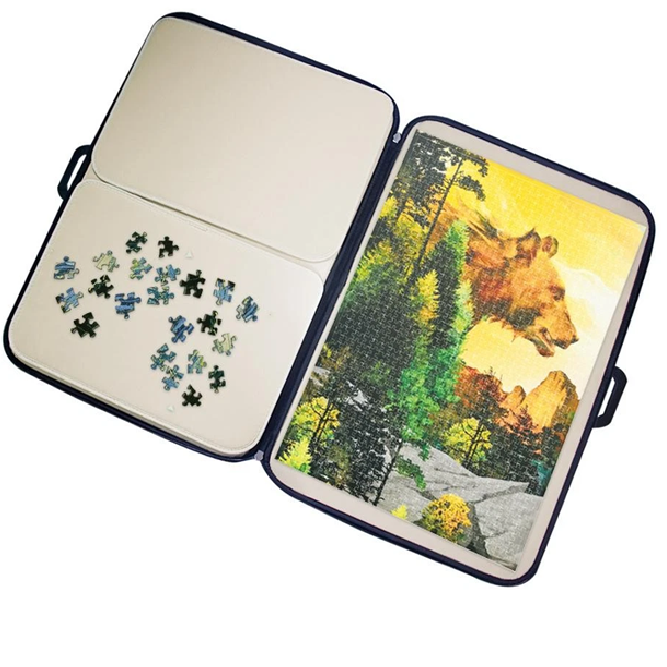 Portable Jigsaw Puzzle Carrier Board with Handle | 1000 Piece Mat Jig Saw Accessory Safe Carry Case Holder
