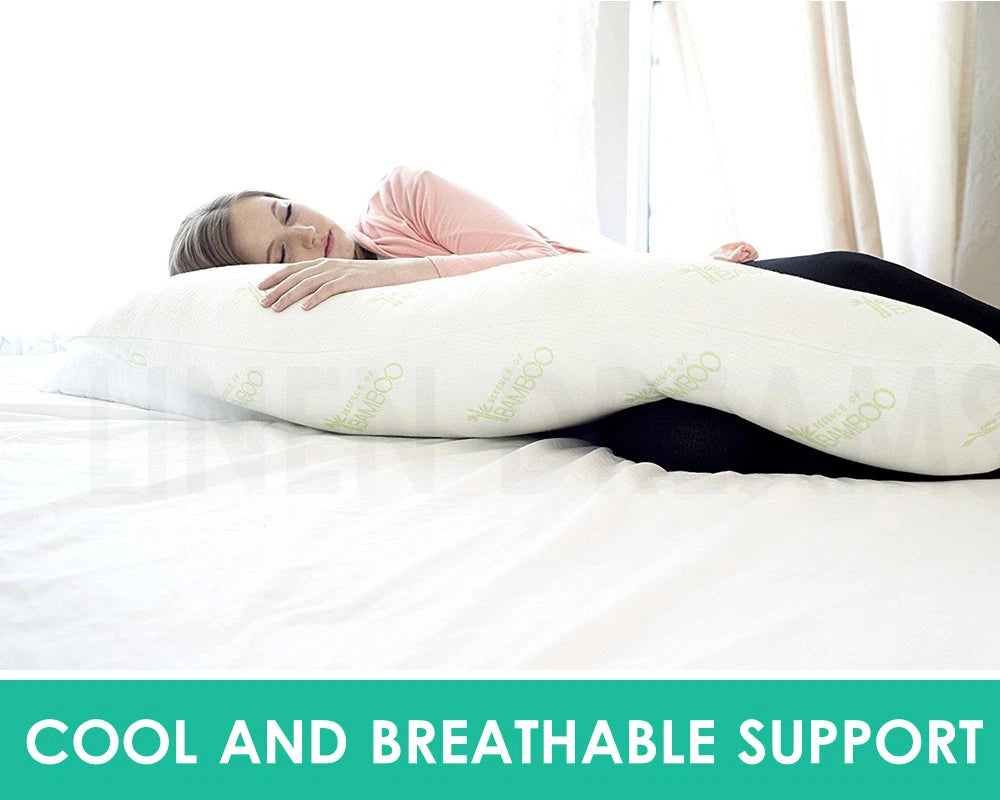 150cm Bamboo Pillow | Long Full Body Maternity Relaxing TV Nursing Support Pillow