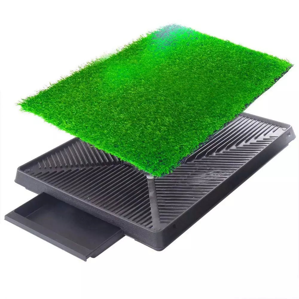 Indoor Dog Pet Grass Potty Poo Wee Toilet Training Portable Pad Tray Turf Vetinary