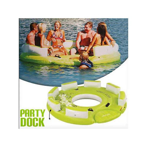 Inflatable Floating Adult Party Island | 6-7 Adult Water Lounger Pool Inflatable Mattress Mat Pontoon