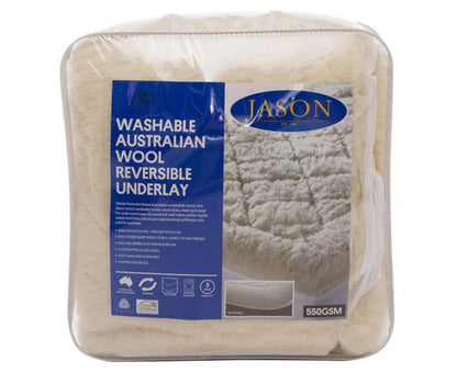 Jason Queen Bed Reversible Fitted Underlays Australian Wool 550GSM