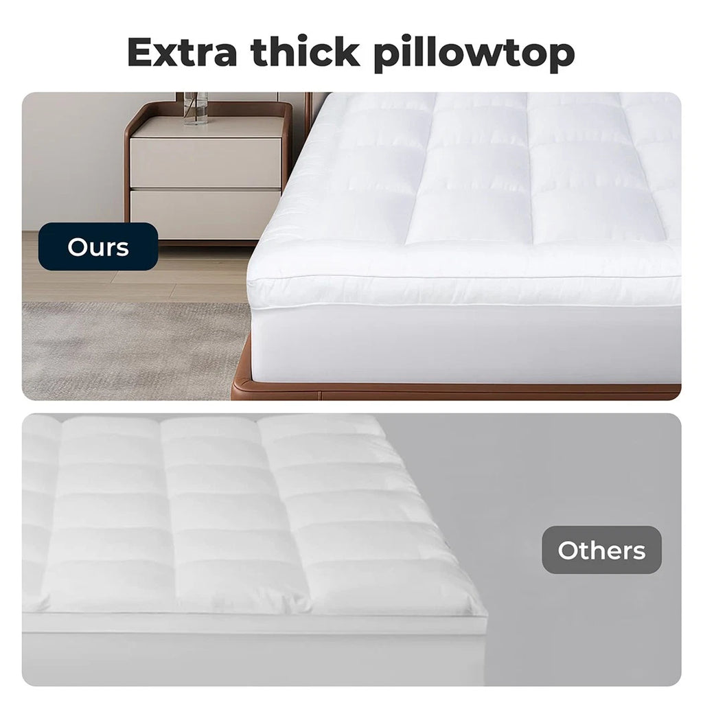 Luxury Pillowtop Mattress Topper Protector 5cm Thick Comfortable 1000GSM Fitted Skirt