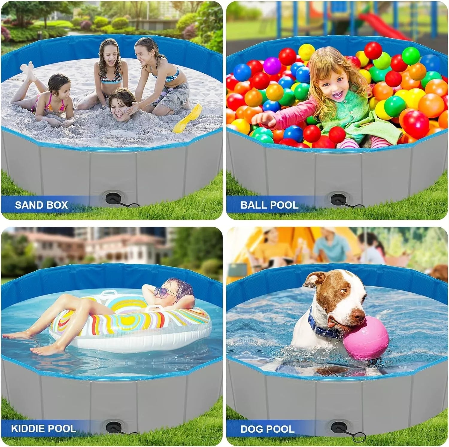 Portable Pet Dog Washtub Washing Tub HEAVY DUTY PVC Non-Toxic Sandpit Kids Pool Splash Play Summer Backyard Fun