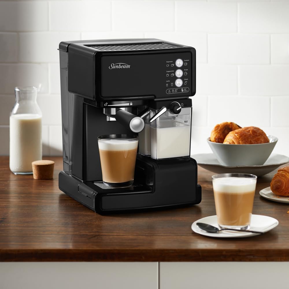 Sunbeam Barista Coffee Machine | Espresso, Latte & Cappuccino Coffee Maker | Home Office Ground Coffee Machine with Milk Frother