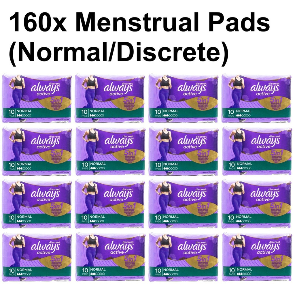 160x Women's Period Menstrual Pads Active Sport Panty Pads Discrete Odourless Disposable