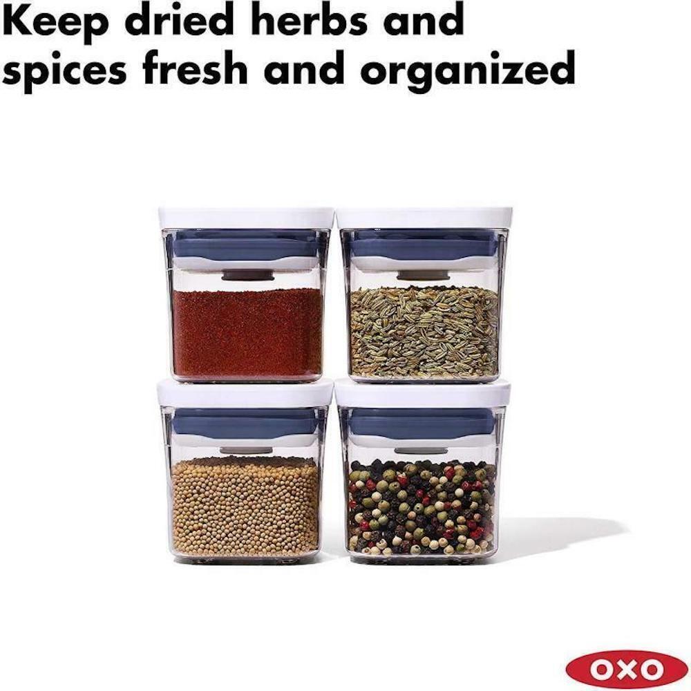 OXO 4 PC Container Storage Set | Mini Leftover Food Store Meal Prep Spice Nut Herb Airtight Craft Sewing