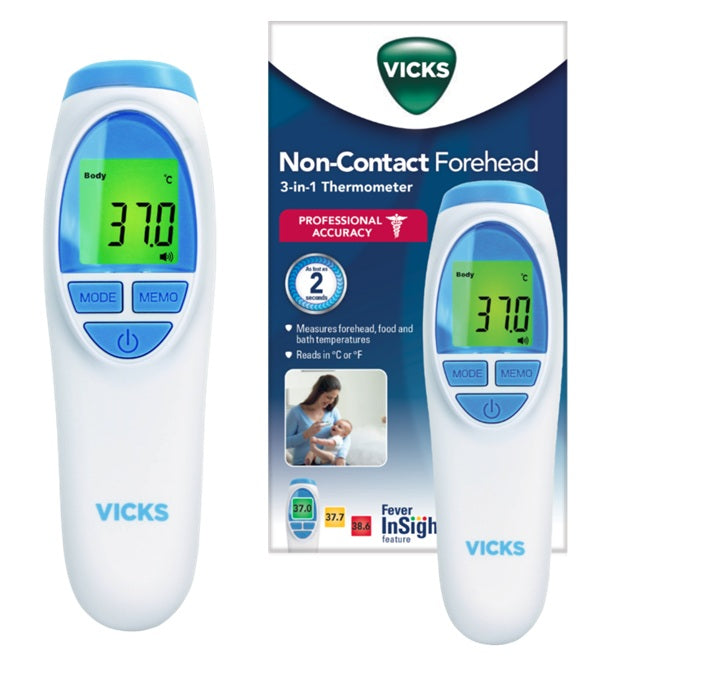 Vicks Non-Contact Forehead Thermometer | Touchless Hygenic Body Digital Thermometer | Quick Reading | Fever Detection