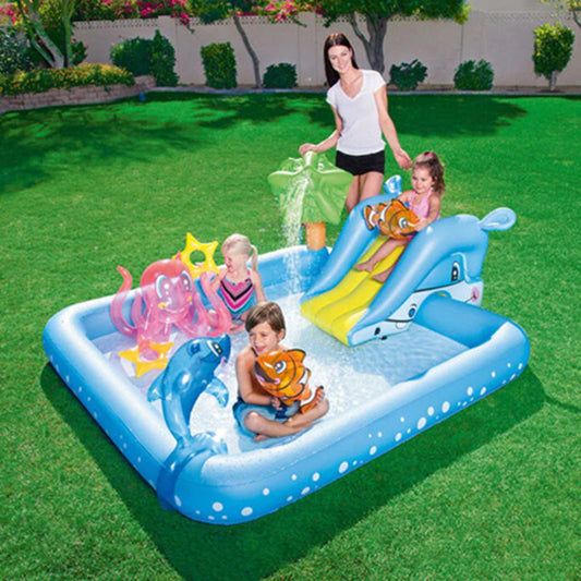 Bestway Kids Inflatable Water Slide and Sprayer | Backyard Pool Splash Play Summer