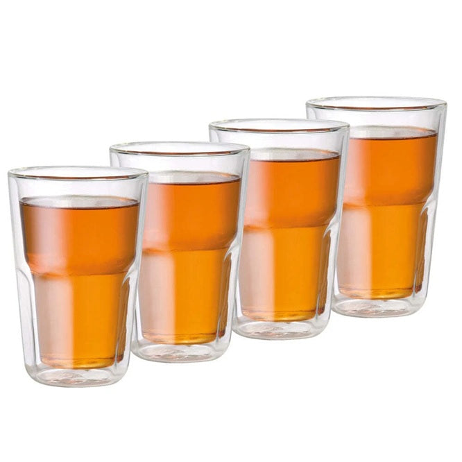 4 Pack Baccarat Double Wall Glasses | Coffee Tea Cocktail Mocktail Beer Juice Drinkware | Hot Cold Drinks 345ml