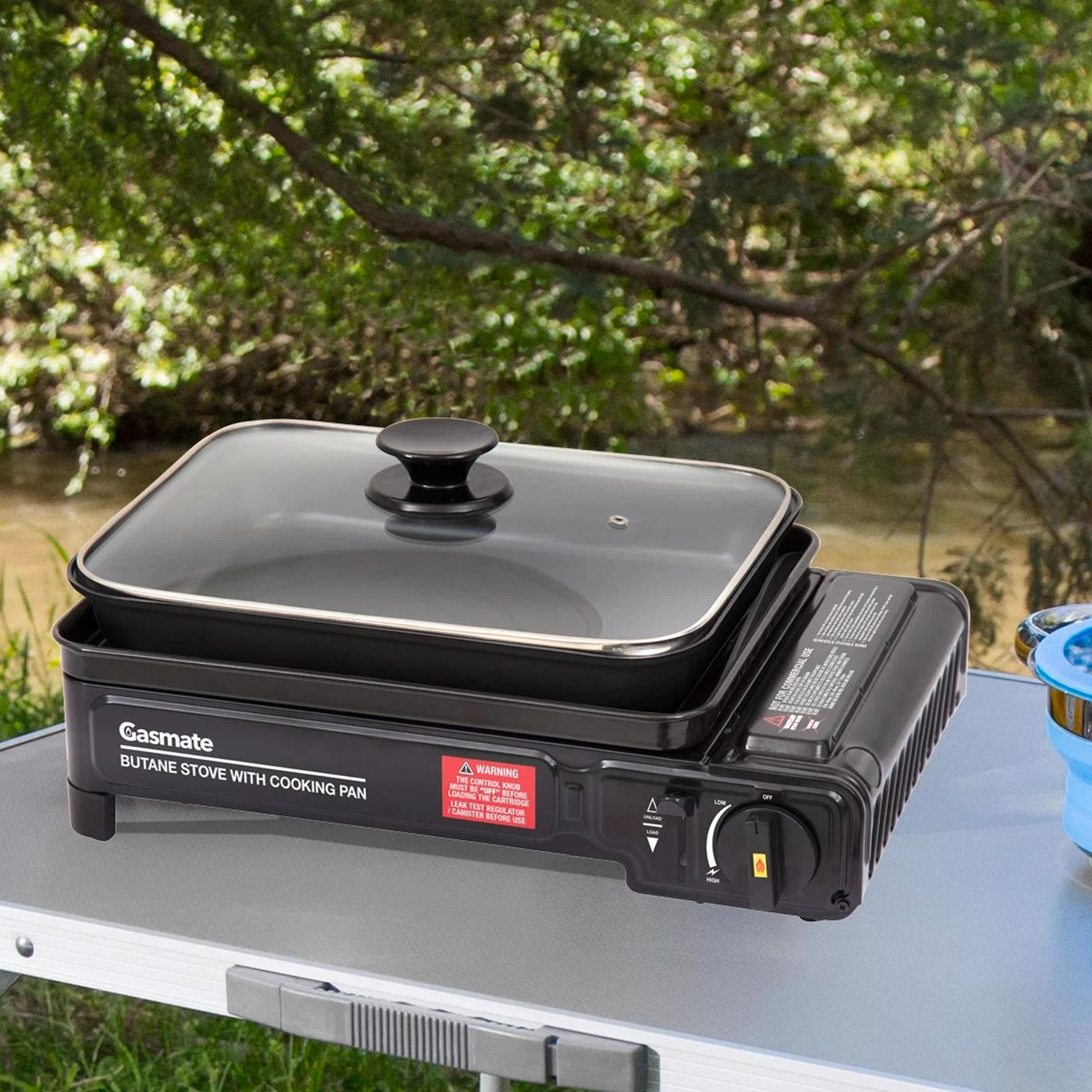 Gasmate Butane Stove With Cooking Pan | Camping Campsite Cooking Stove
