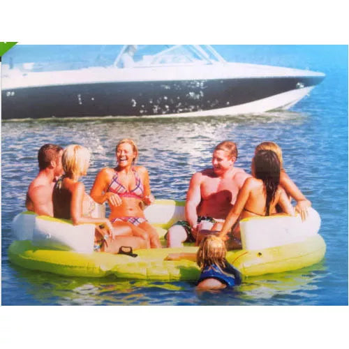 Inflatable Floating Adult Party Island | 6-7 Adult Water Lounger Pool Inflatable Mattress Mat Pontoon