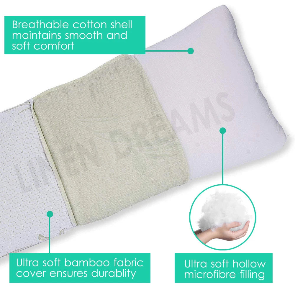 150cm Bamboo Pillow | Long Full Body Maternity Relaxing TV Nursing Support Pillow