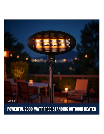2000W Lenoxx Outdoor Electric Patio Balcony Heater | Standing Heat Radiant Warmer Heating