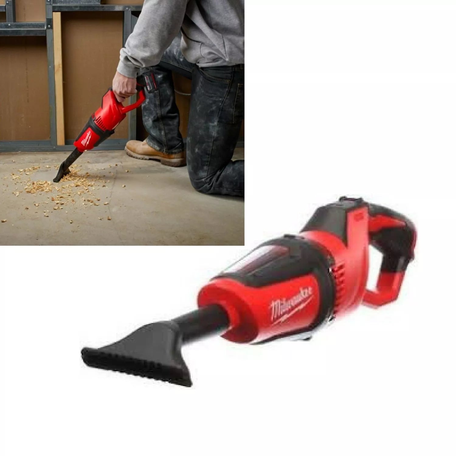 Milwaukee Compact Vacuum Skin | 12V Handheld Home Car Cleaner | Crevice Tool Cleaner Jobsite Contractor| Tool Only