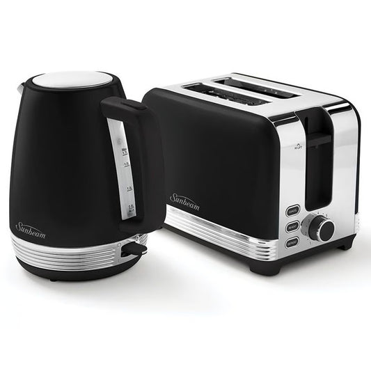 Sunbeam 1.7L Kettle and 2 Slice Bread Toaster Pack | Black Chic Breakfast Maker Machine | Kitchen Appliance Wedding Anniversary Gift
