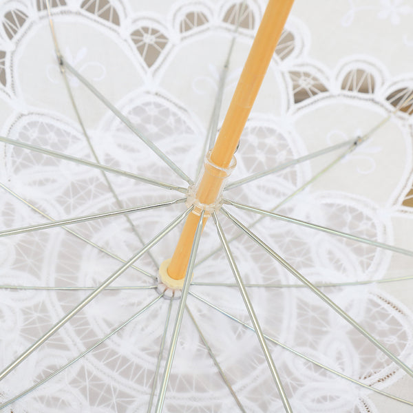 Elegant White Wedding Parasol | Princess Lace Umbrella Bridal Decoration | Wooden Handle