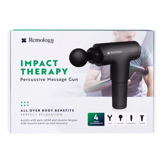 Remology Impact Therapy Massage Gun | Handheld 6 Speed Percussive Massager | Four Heads