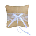 Lace Jute Ring Pillow | Elegant Ceremony Wedding Cushion Bearer Rustic - Hessian Burlap