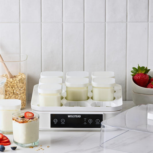 Wolstead 1.5L Yoghurt Maker | Includes 9x 170ml Glass Pots BPA Free | Homemade Yoghurt Maker