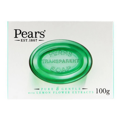 Pears Pure & Gentle Bar Soap | 100g Transparent Bar Soap | Lemon Flower Extracts Cleanser | 12 pcs