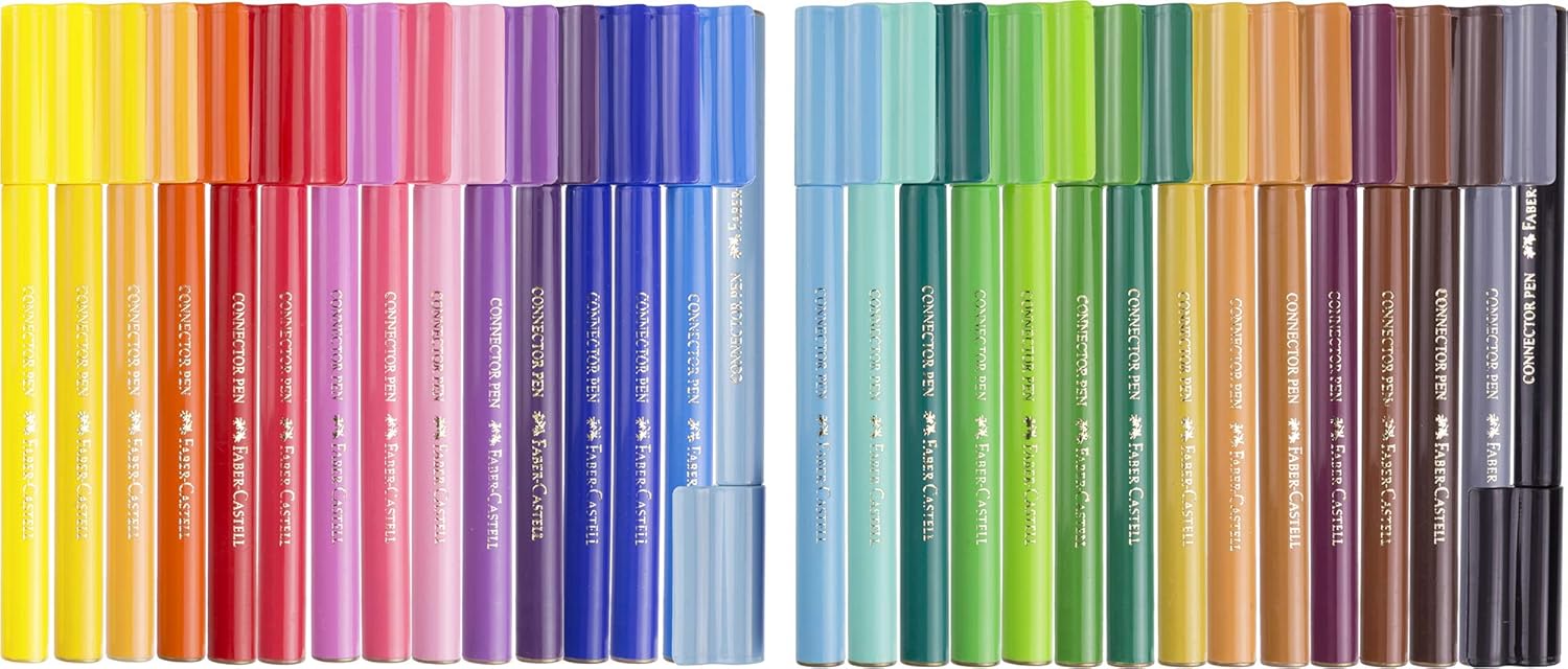 Faber-Castell 30 Pack Connector Pens Texters Markers Colouring Pens Kids Children's Marker Textas