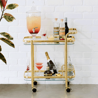 Portable Bar Cart | Dessert Entertaining Drinks Trolley Wine Coffee Kitchen Rack Glass Holder