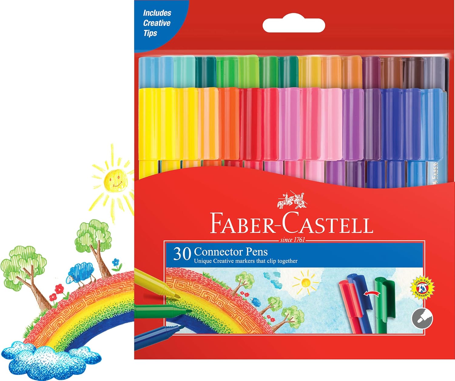 Faber-Castell 30 Pack Connector Pens Texters Markers Colouring Pens Kids Children's Marker Textas