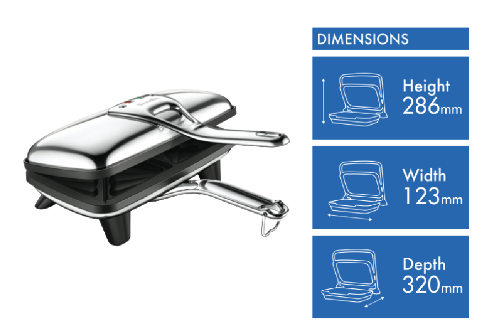 Breville Heavy Duty Sandwich Press | 2 Slice Jaffle Toastie Maker | Toasted Paninis Non-Stick