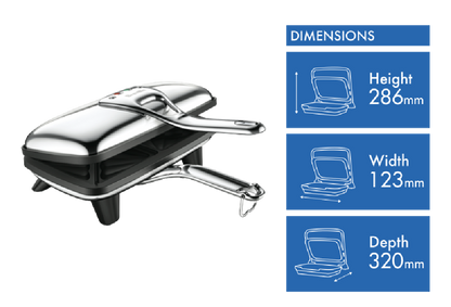 Breville Heavy Duty Sandwich Press | 2 Slice Jaffle Toastie Maker | Toasted Paninis Non-Stick