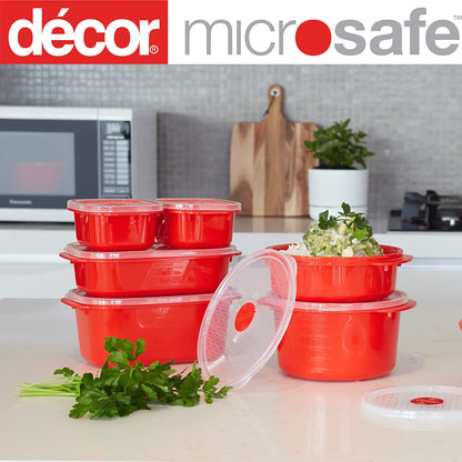 Decor Microsafe Oblong Set, Pack of 5 Pieces, Red