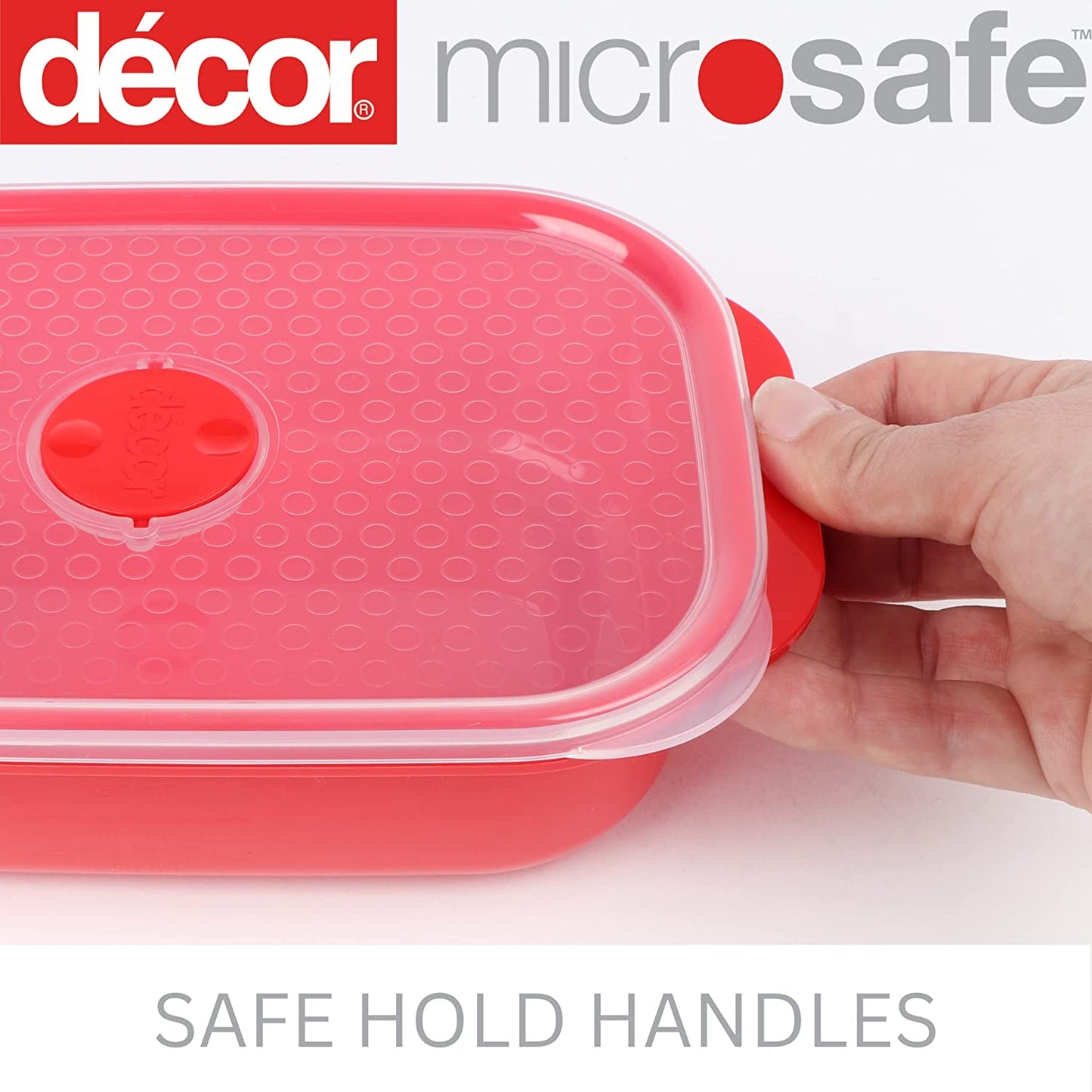 Decor Microsafe Oblong Set, Pack of 5 Pieces, Red