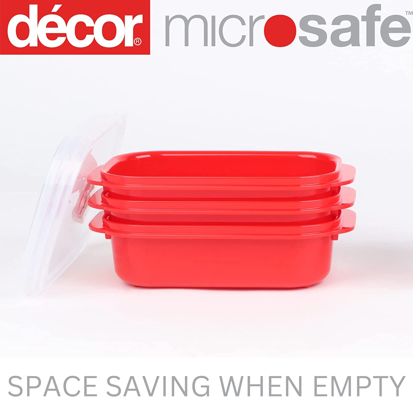 Decor Microsafe Oblong Set, Pack of 5 Pieces, Red