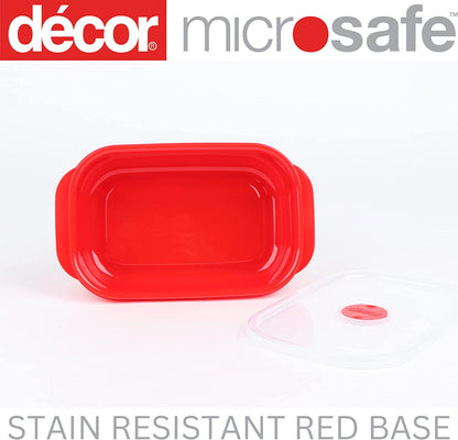 Decor Microsafe Oblong Set, Pack of 5 Pieces, Red